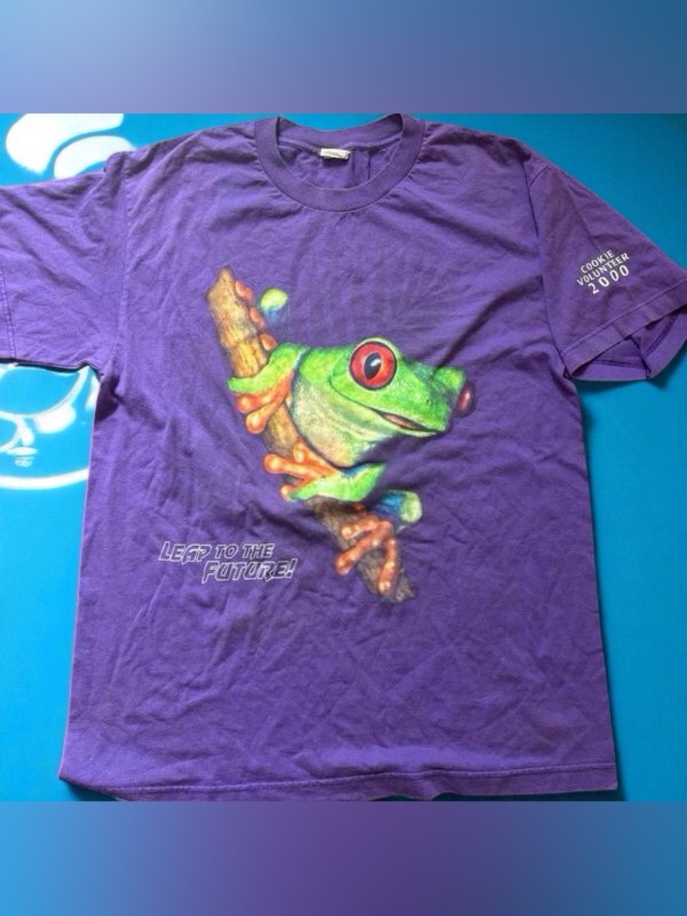🎈Purple Reptile T-Shirt with Green Tree Frog Graphic - Brand Unknown